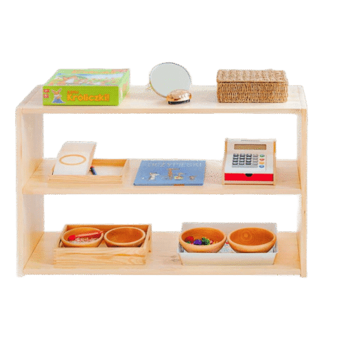 regał na pomoce Montessori i zabawki 3 półki