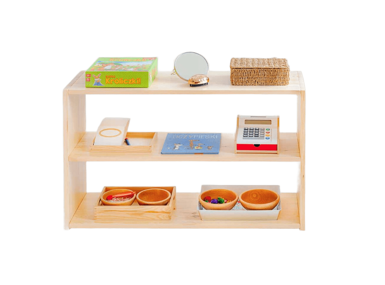 regał na pomoce Montessori i zabawki 3 półki